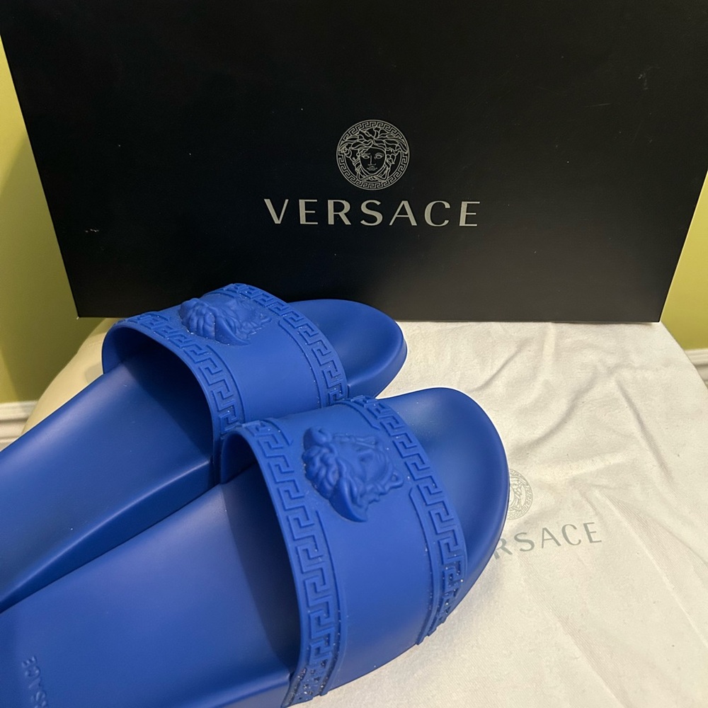 Versace Blue Slides